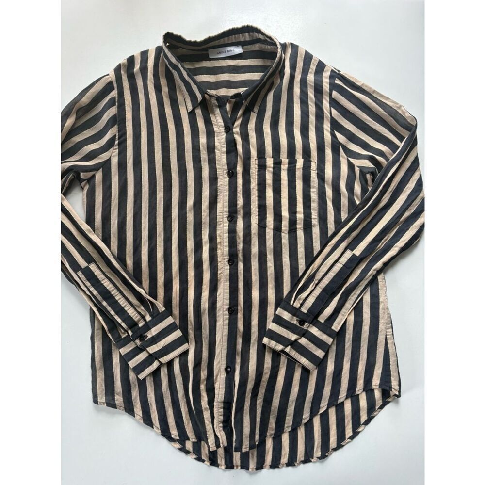 Anine Bing Metallic Stripe Button Down XS